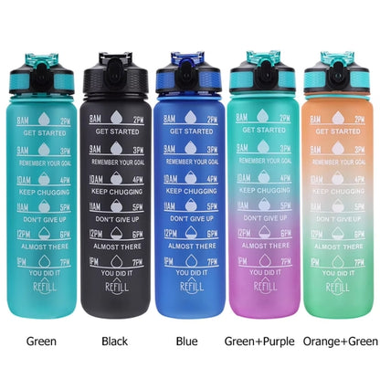 Fitness Essential - 1000 ML Large Capacity Sports Water Bottle with Time - Tracking Straw Leak Proof