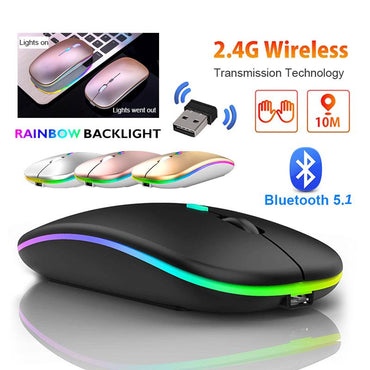 Tablet Phone Computer Bluetooth Wireless Mouse Charging/Battery Mouse Luminous 2.4G USB Wireless