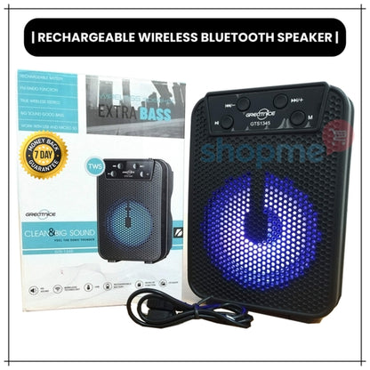 Wireless Portable Bluetooth Speaker with Micro SD, USB Flash & FM Radio Support, Assorted Color Blue