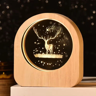 3D Crystal Ball Night Light USB Table LED Wooden Decoration Birthday Gift Adults (8Cm) Model No 3