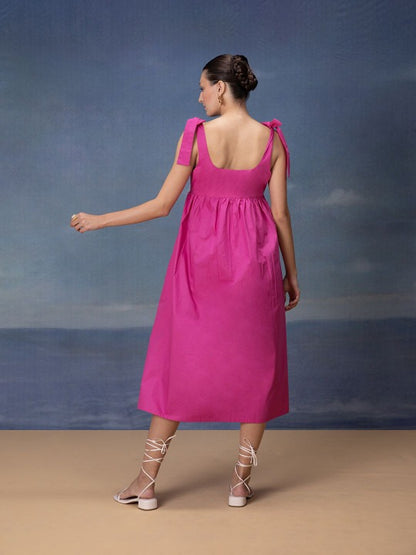Sleeveless Applique Cotton a-Line Dress