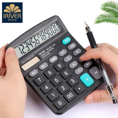 KK-837-12S 12-Digit Desktop Calculator, Large LCD, Solar & Battery Powered, Black