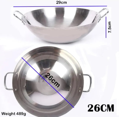 Stainless Steel Wok Pan with Handles,Fry Pan, Thachchi
