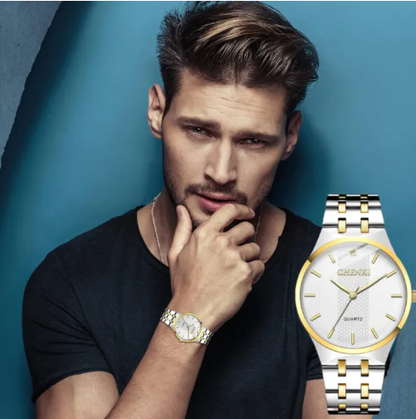 BAISHENG Thin Quartz Watch Couple Watches Steel Band Men's Watch Women's Watch Brand Cross-Border