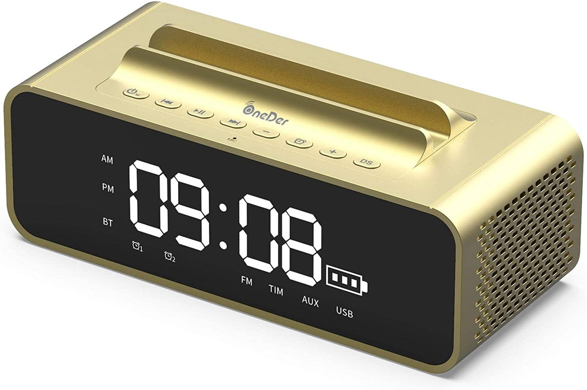 OneDer V06 Multifunctional Dual Alarm Clock LED Display Wireless Bluetooth Speaker