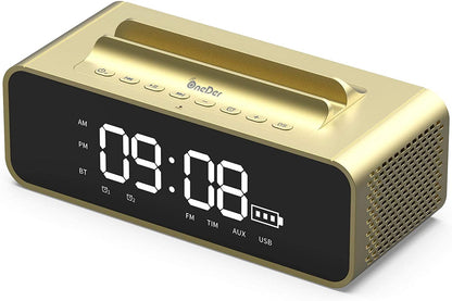 OneDer V06 Multifunctional Dual Alarm Clock LED Display Wireless Bluetooth Speaker