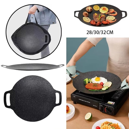 Korean Round BBQ Grill Plate Grill Non Stick Round Baking Pan 32Cm