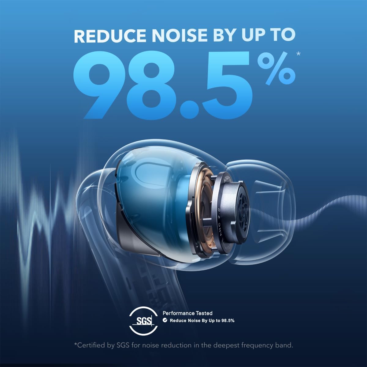 Soundcore by Anker Liberty 4 NC Wireless Earbuds, 98.5% Noise Reduction, Adaptive Noise Cancelling to Ears and Environment, Hi-Res Sound, 50H Battery, Wireless Charging, Bluetooth 5.3