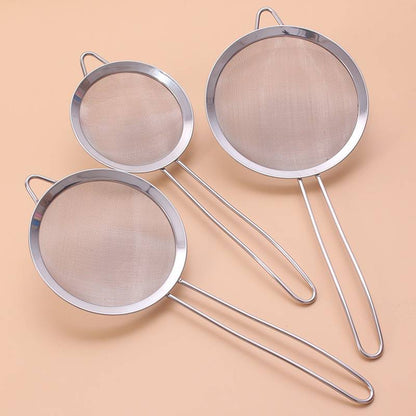 3-Piece Stainless Steel Strainer Set - Fine Mesh, Multi-Sized, with Strong Handle and Hanging Hook