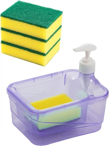 Soap Pump Dispenser and Scrubber Holder 2 in 1 Gadgets for Sink