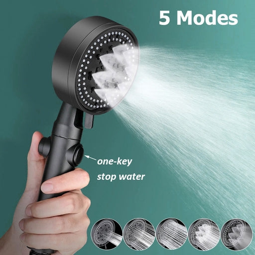 5-Mode High-Pressure Water-Saving Handheld Shower Head, Multifunctional Strong Boost Showerhead