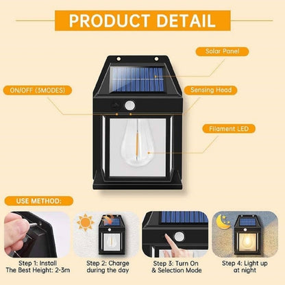 Solar Tungsten Wire Wall Light with Motion Sensor