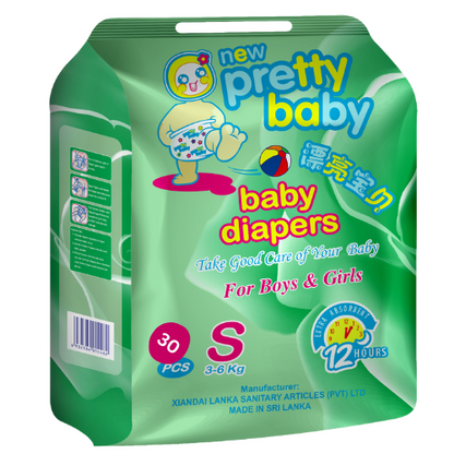 Pretty Baby | Disposable Baby Diapers | Small 30 Pcs