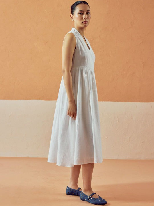 Linen Fit & Flare Midi Dress