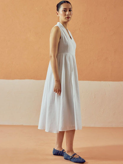 Linen Fit & Flare Midi Dress