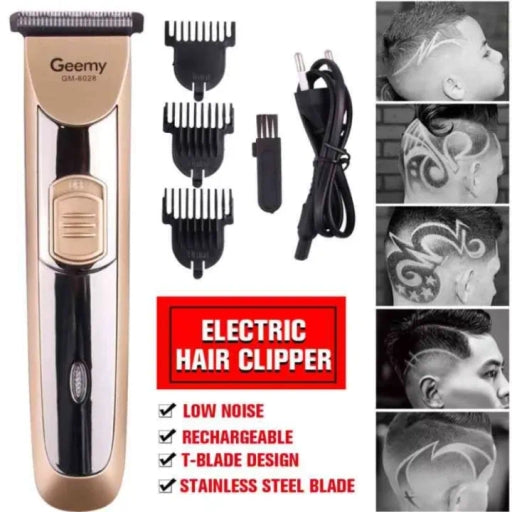 Geemy GM-6028 Hair & Beard Trimmer – Rechargeable with Stainless-Steel Blades for Precise Trimming.