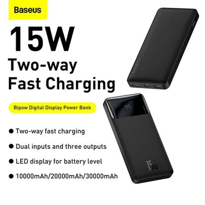 Baseus 10000MAh 15W Fast Charging Type-C Output Power Bank with Bipow Digital Display Power Bank