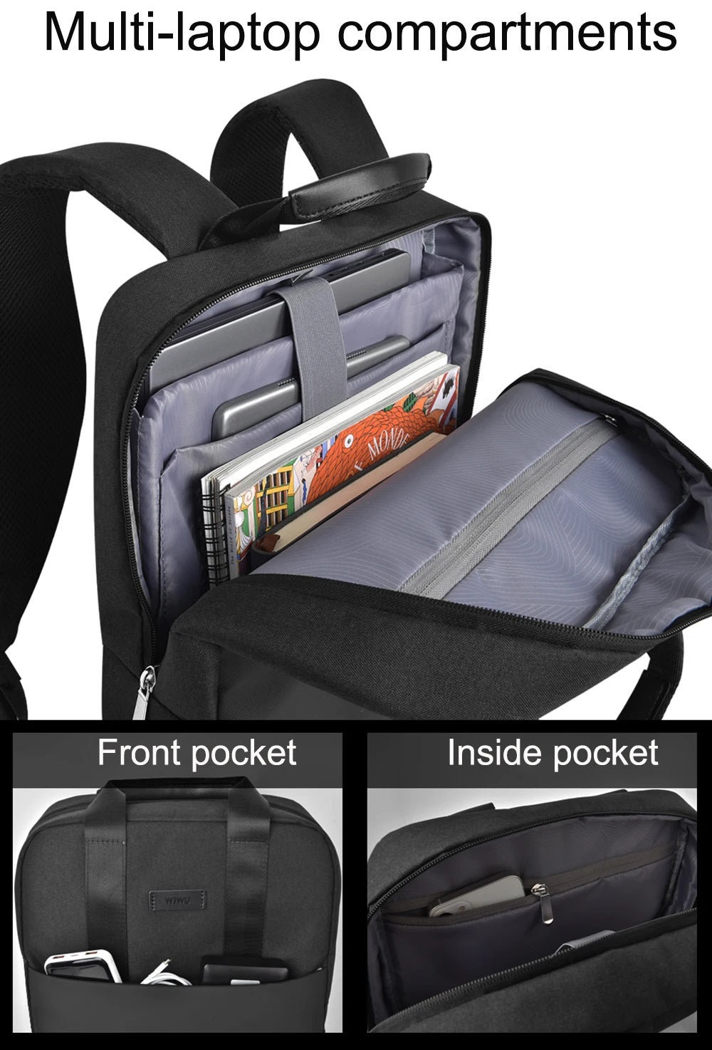 WIWU EG Minimalist Backpack Casual Travel Anti Drop Water Resistant 15.6 inch Laptop