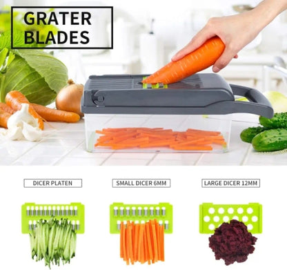 Vegetable Chopper, Slicer Cutter Chopper and Grater 14 in 1 Vegetable Slicer
