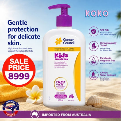 ☀️ Cancer Council Kids Sunscreen SPF 50+ – 500ML 🇦🇺