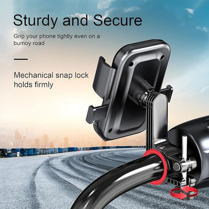 Bike Phone Holder, One Hand Operation and 360Â° Rotatable Phone Holder for Motorcycle and ATV Scooter