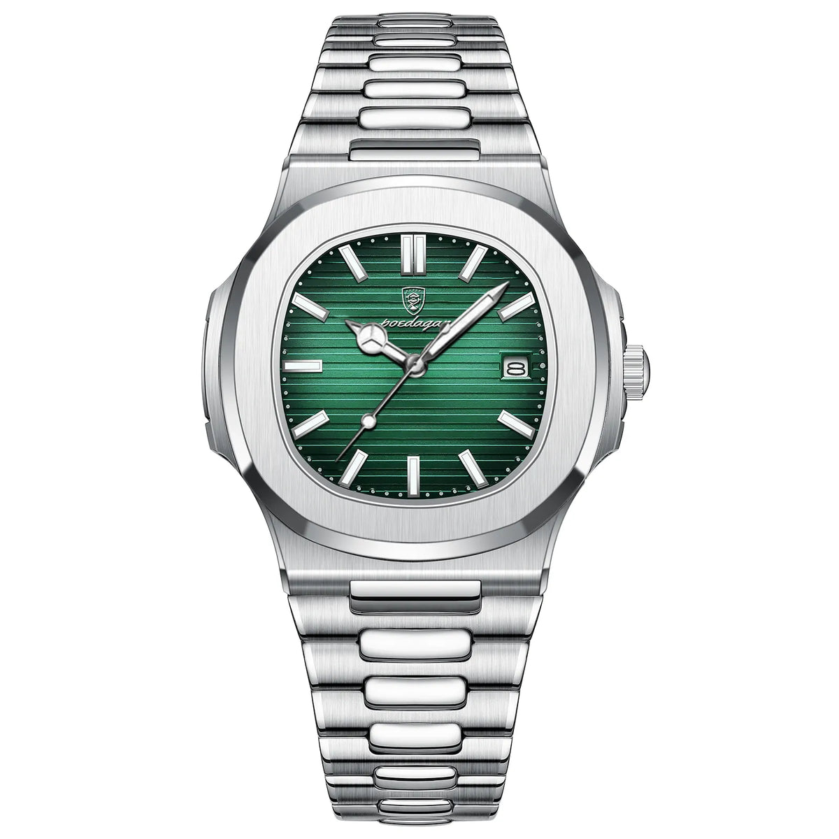 BAISHENG Luxury Watch for Men Waterproof Square Quartz Wrist Watch Luminous Stainless Steel