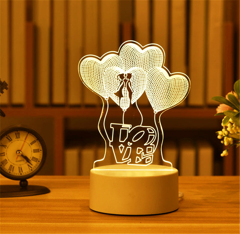Valentine's Day Table Lamp Four Heart Bedside Lamp Romantic Color USB Touch Switch LED Acrylic 3D Night Light Creative table lamp Acrylic Night Light USB baby bedroom desk birthday gift
