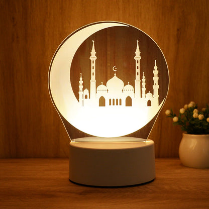 Islamic Table Lamp Four Heart Bedside Lamp Romantic Color USB Touch Switch LED Acrylic 3D Night Light Creative table lamp Acrylic Night Light USB baby bedroom desk birthday gift