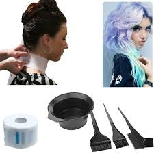 Set of 4 Hair Dye Brushes/Disposable Neck Tape for Hair Color, Hair Dye Comb for DIY Hair Dye Salon