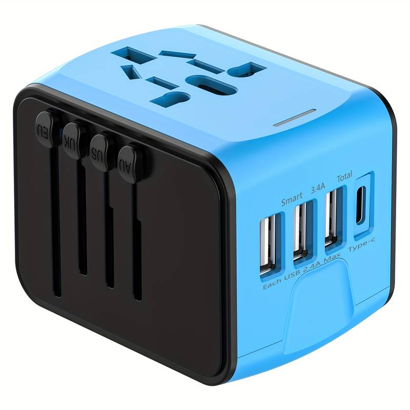 Global Travel Adapter with USB & Type-C Charging – Universal Wall Charger with Worldwide Plug