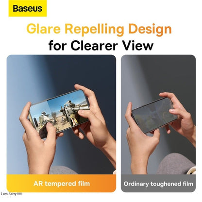 Baseus Glare Repelling Full-Coverage HD Tempered Glass Screen Protector For iPhone 14 PRO MAX / 15 PLUS