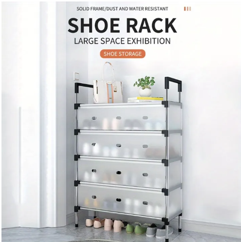 Multi-Layer Stackable Dustproof Shoe Rack | Space-Saving Shoe Organizer Cabinet with Flip Doors