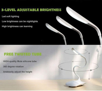 Rechargeable LED Desk Lamp Flexible Reading Night Light USB Study Light Three Gears Dimmable 360 Degree Adjustable Home Night Light Reading Eye Lamp Touch Dimmable Study Lamp Study table lamp Educational gadgets