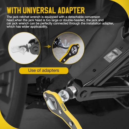 360° Swivel Car Jack Ratchet Wrench with Long Handle for Scissor Jack & Tire Change