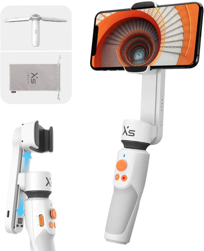 ZHIYUN Smooth XS Gimbal For Smartphones [Slide Design, Tripod & Case] 10" Selfie Stick with Smart Tracking, Bluetooth Support