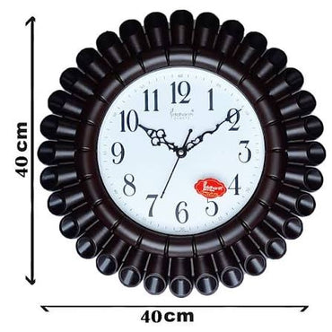 Siddharth QUARTZ Analog 36Cm X 36Cm Wall Clock Wooden Colour for Home, Living Room, Bedroom