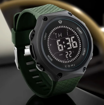 Piaoma Waterproof Watch Digitel Black Strap with Gold Case Model 9115
