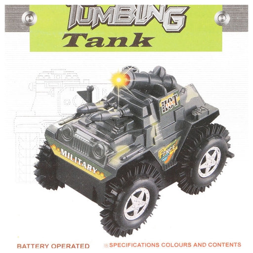 Military Tank Tumbling Tank, Bump and Go Action Toy Car for Kids