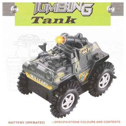 Military Tank Tumbling Tank, Bump and Go Action Toy Car for Kids