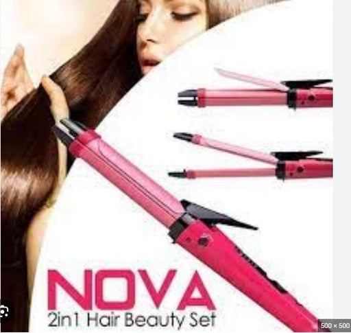 Nova 2-in-1 Hair Curler and Straightener NHC-1818SC, Professional Hair Styling Tool for Women