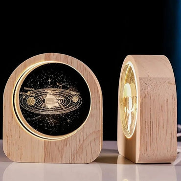3D Crystal Ball Night Light USB Table LED Wooden Decoration Birthday Gift Adults (8Cm) Model No 4