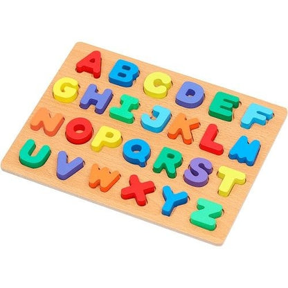 Wooden a , B, C, D Capital Letters Lower-Case on Wooden Plate for Kids Multicolor
