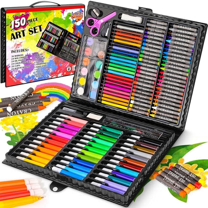 150 Pcs Kids Art Set Children Drawing Set Water Color Pen Crayon Oil Pastel Painting Drawing Tool