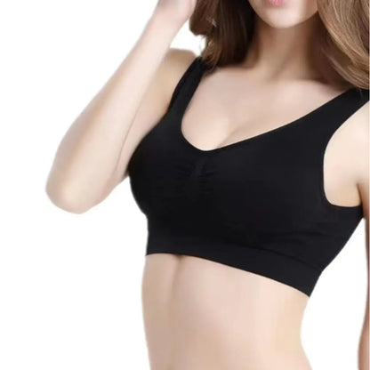 Women’s Seamless Sports Bra Camisole Crop Top – XXL/3XL, Black, Wireless Fitness & Yoga Underwear