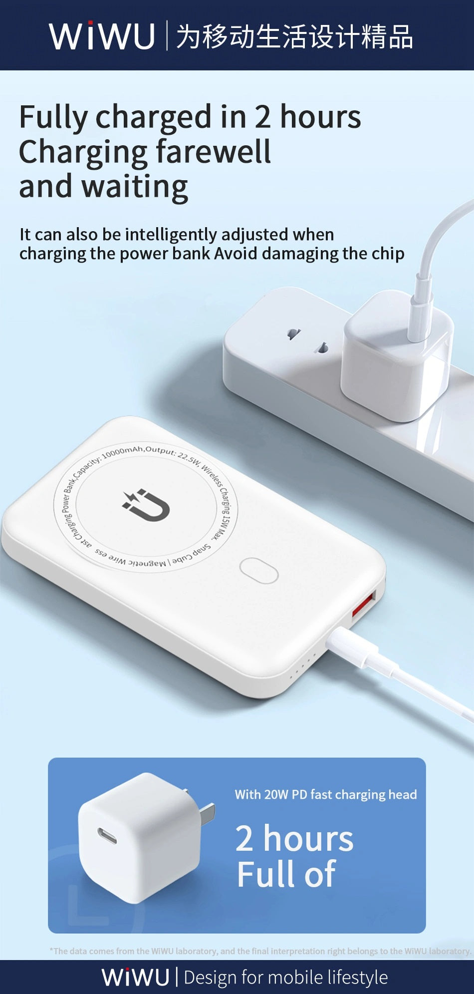 WiWU Snap Cube 10000mAh Mini Magnetic Wireless Power Bank Multi 20W Portable Charger