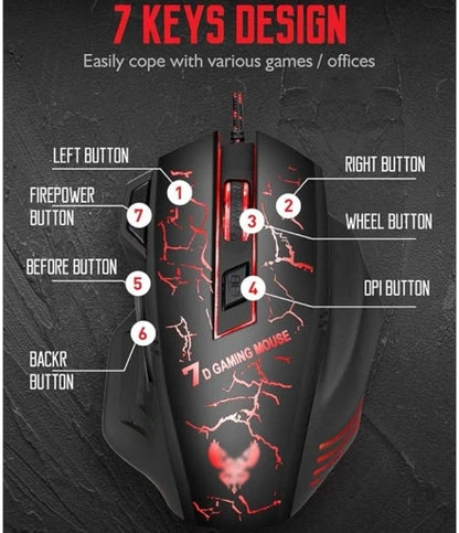GAMING Mouse X7 Gaming Mouse - 4800 Dpi LED Backlit Wired Mouse Mouse