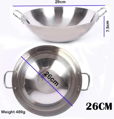 Stainless Steel Wok Pan with Handles,Fry Pan, Thachchi