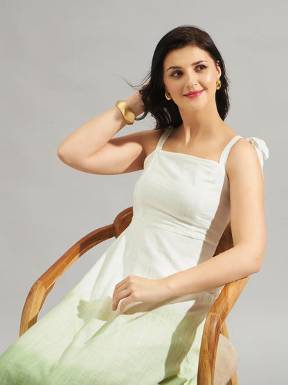 Tie and Dye Dyed a-Line Midi Dress
