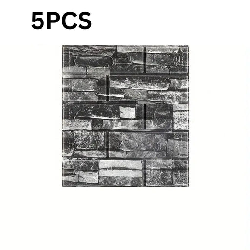 5Pcs 3D Wall Stickers Wallpaper Foam Soft Tiles, Bedroom Faux Brick Wallpaper Decoration, Waterproof