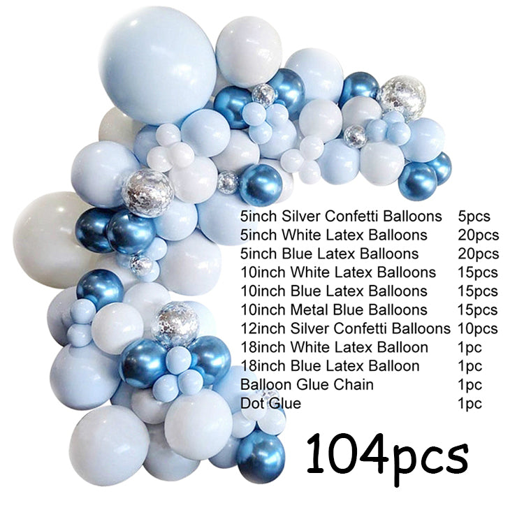 FREE 12 PCS 3D BUTTERFLY WITH Complete Set 104-Piece Premium Blue Balloon Garland Kit for Party Decoration, Unisex Balloon Arch Set for All Ages